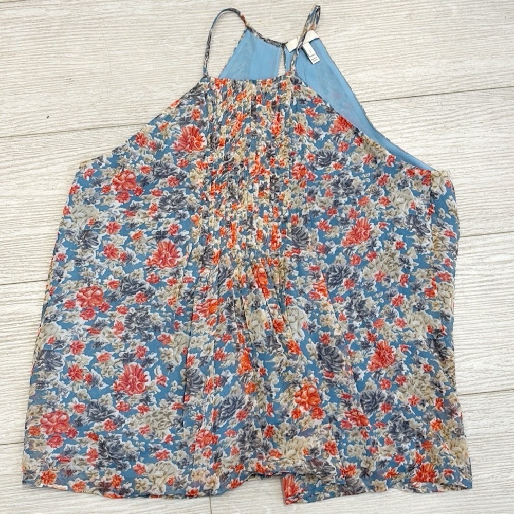 Joie Slate Blue Larisse B Floral Halter Top Blouse Size Small - Picture 2 of 8